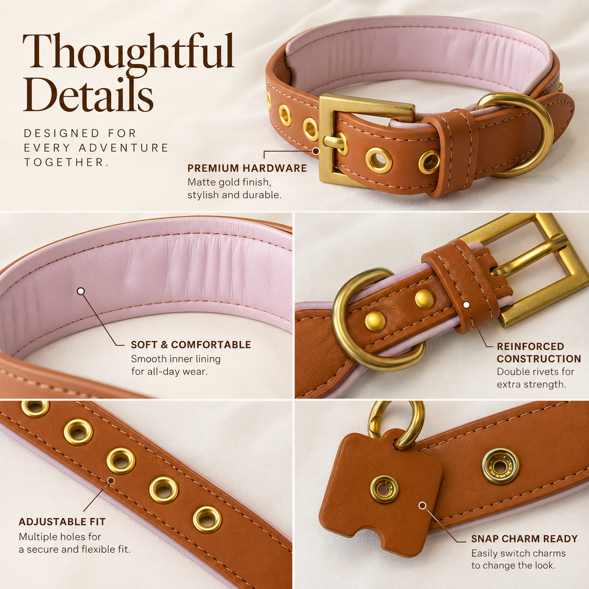 Toffee Blush Dog Collar | Tail & Whisker