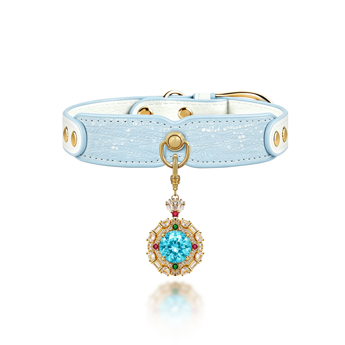 Ice Blue Pendant Dog Collar - additional view