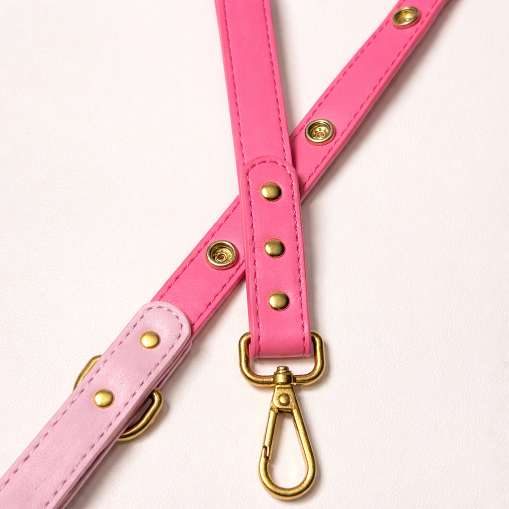 Bubblegum Pink Leather Dog Leash