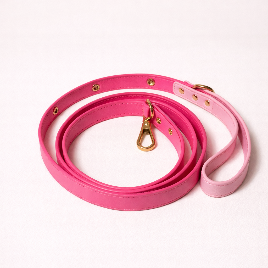 Bubblegum Pink Leather Dog Leash