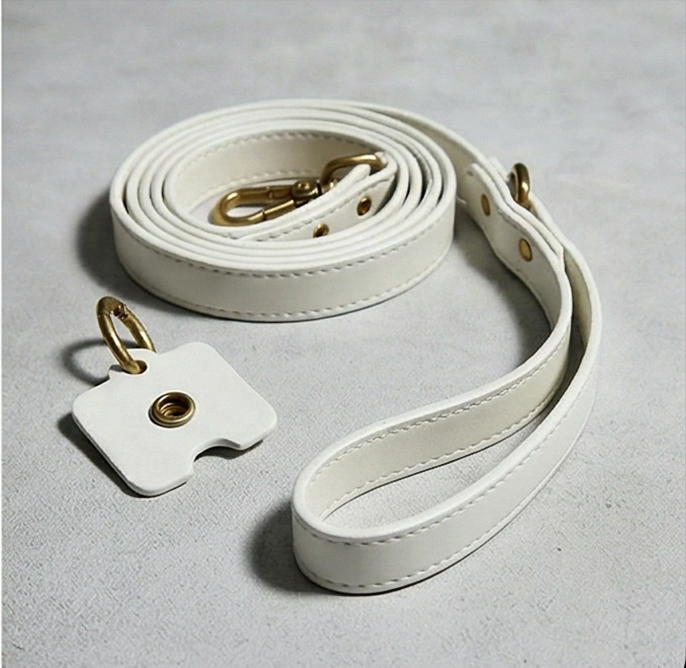 White Vegan Leather Dog Leash
