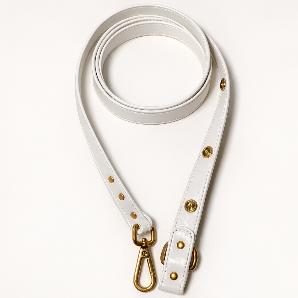 White Vegan Leather Dog Leash