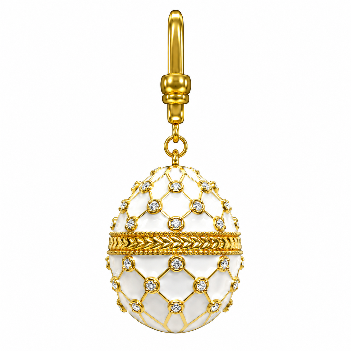 Trellis Egg Dog Collar Charm - detail view