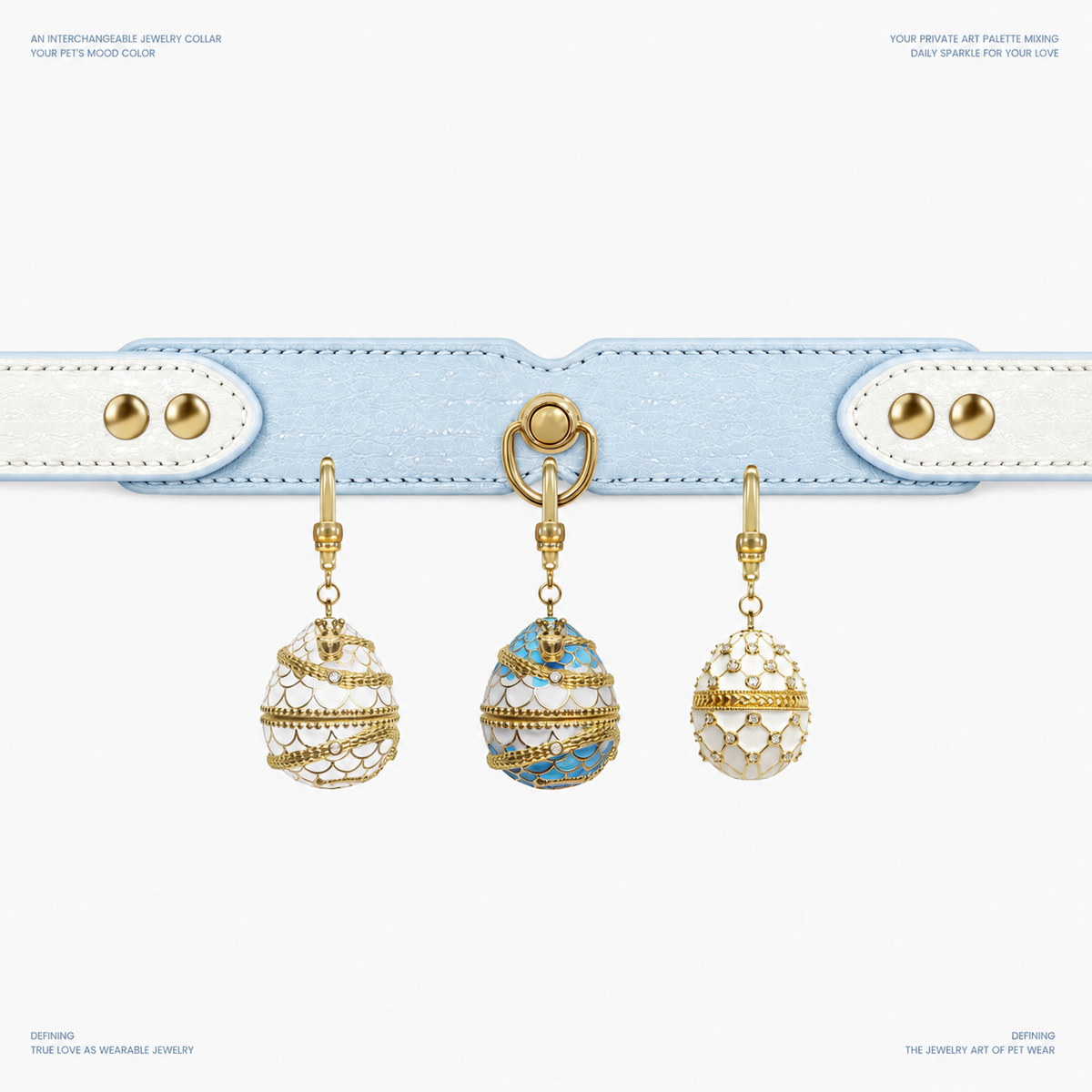 Ice Blue Pendant Dog Collar - styling view