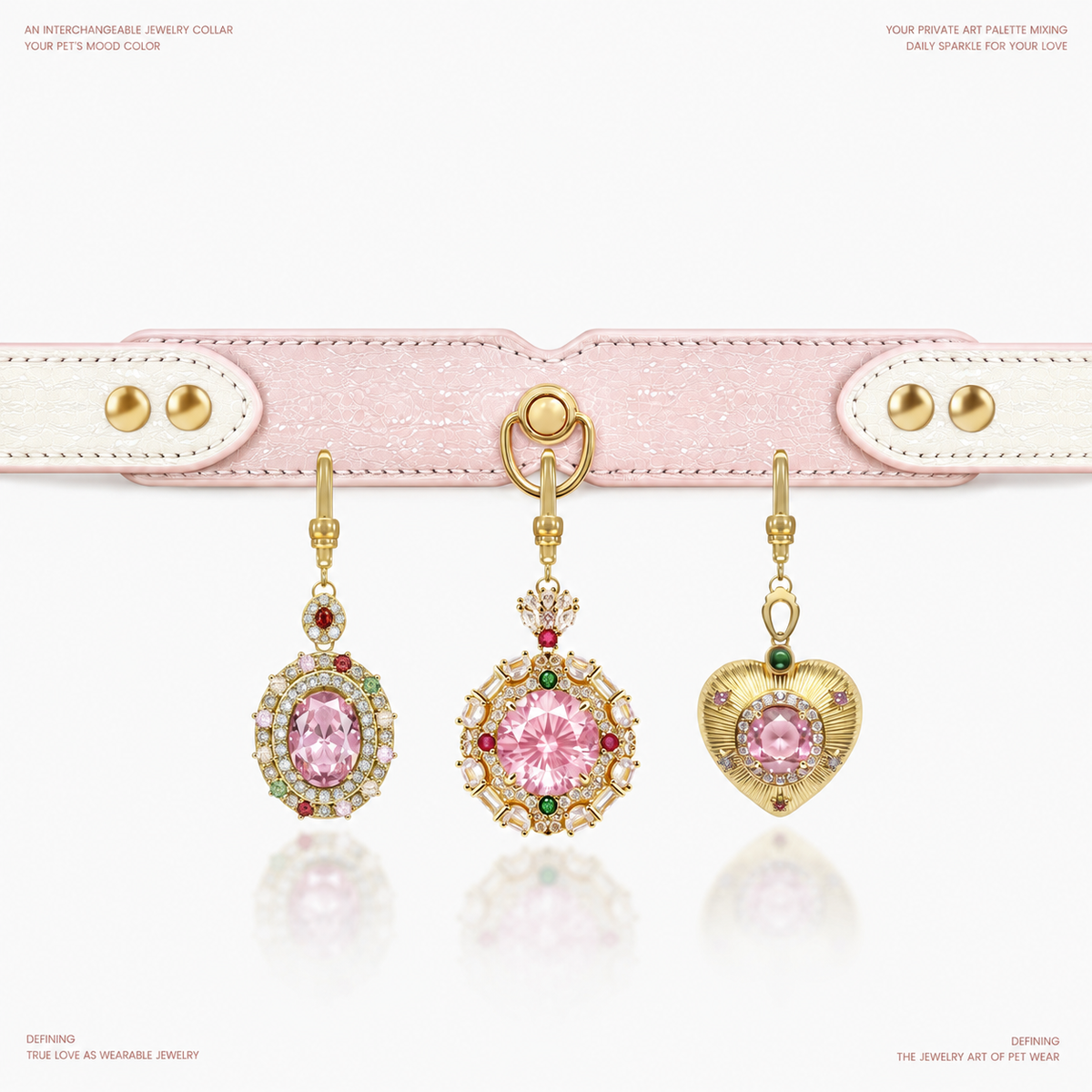 Blush Pink Pendant Dog Collar - close-up view
