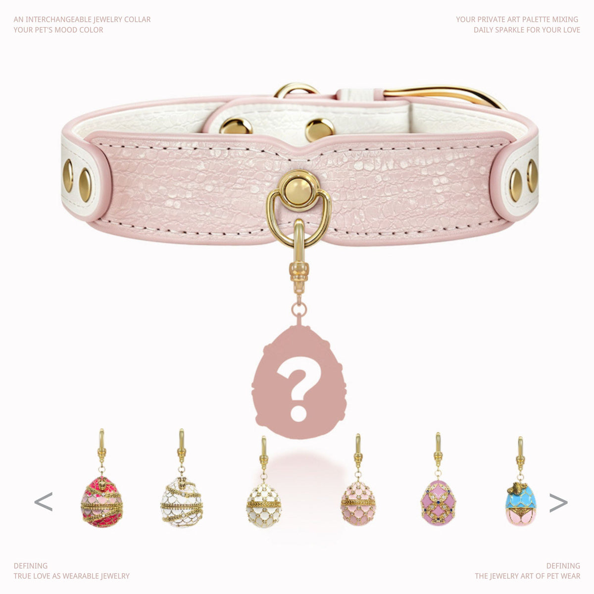 Blush Pink Pendant Dog Collar - alternate detail