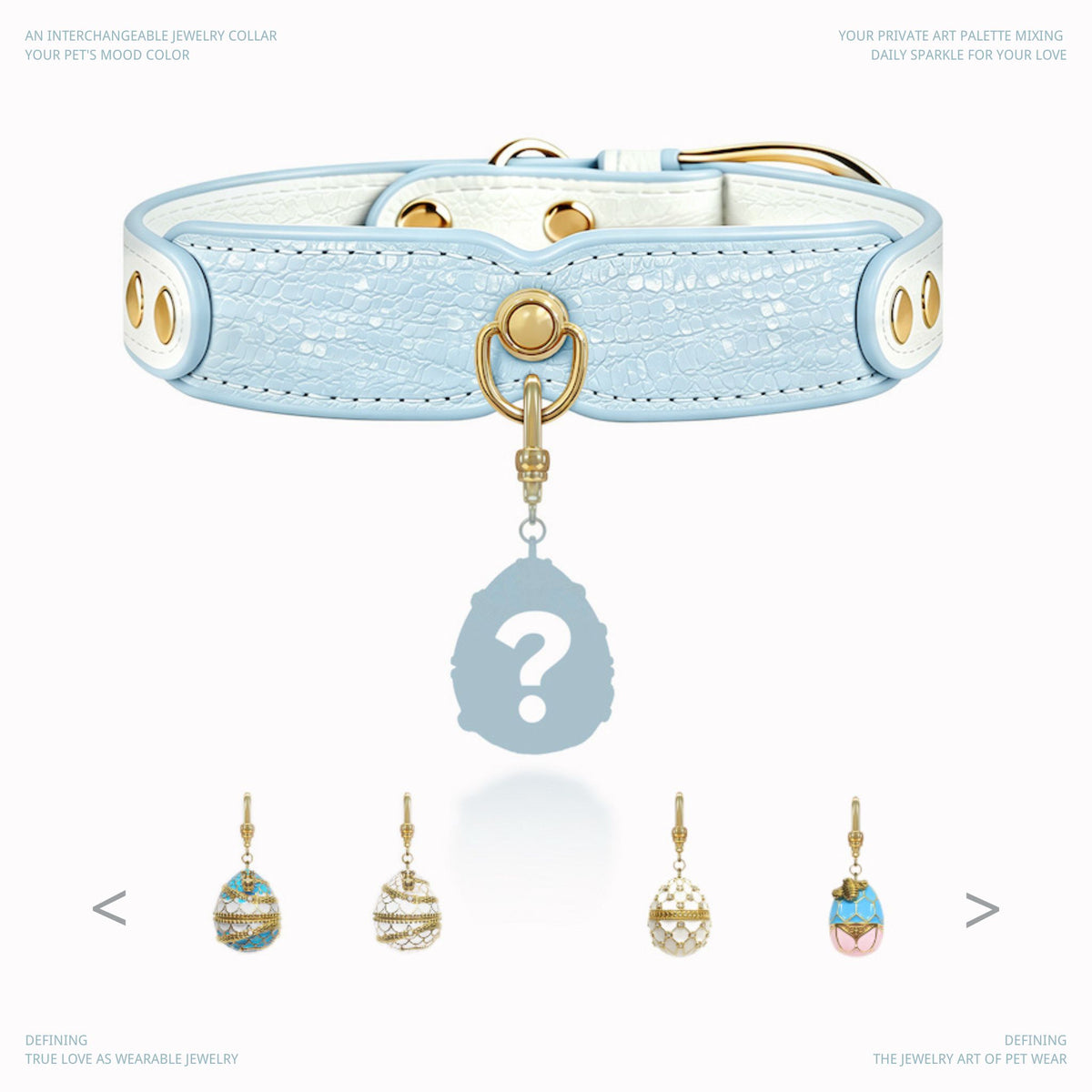 Ice Blue Pendant Dog Collar - additional detail