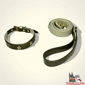 Olive Green Leather Dog Leash