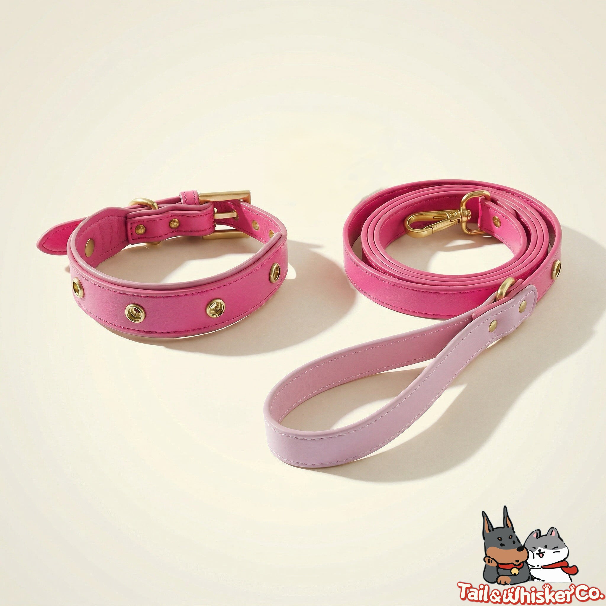 Bubblegum Pink Leather Dog Leash