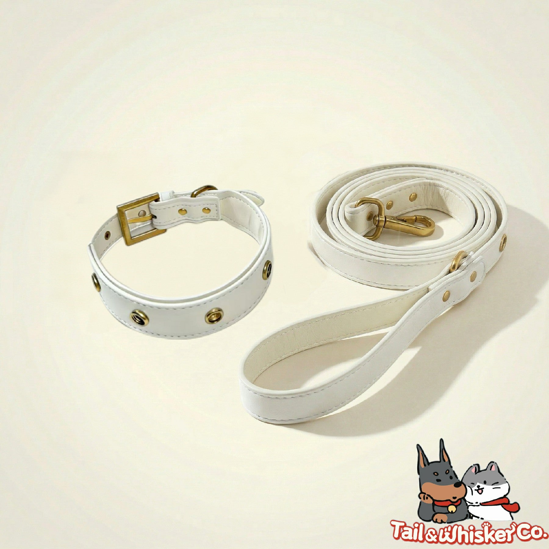 White Vegan Leather Dog Leash