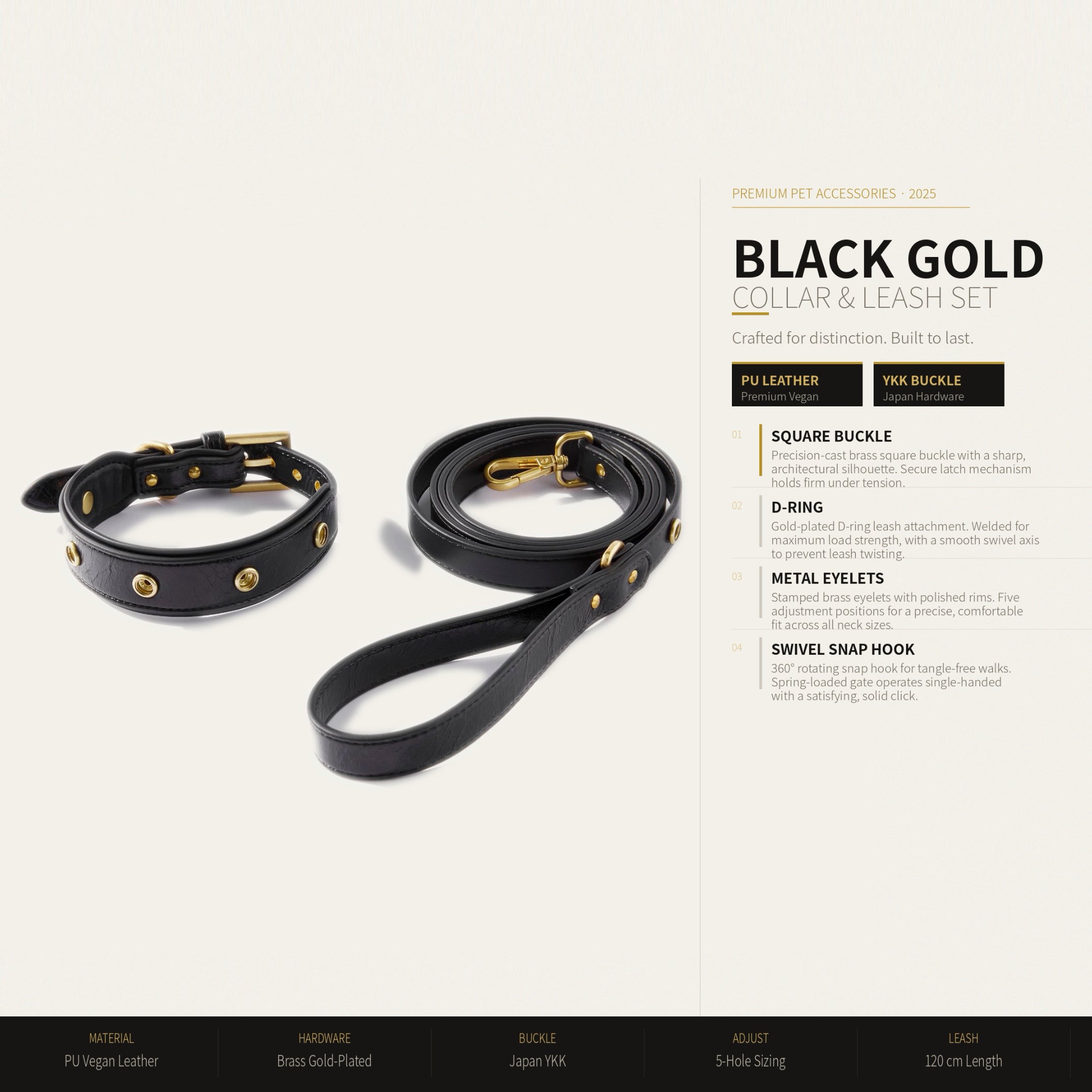 Black & Gold Dog Collar