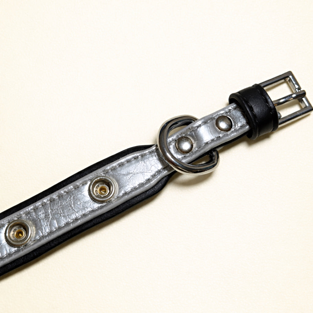 Silver & Black Dog Collar