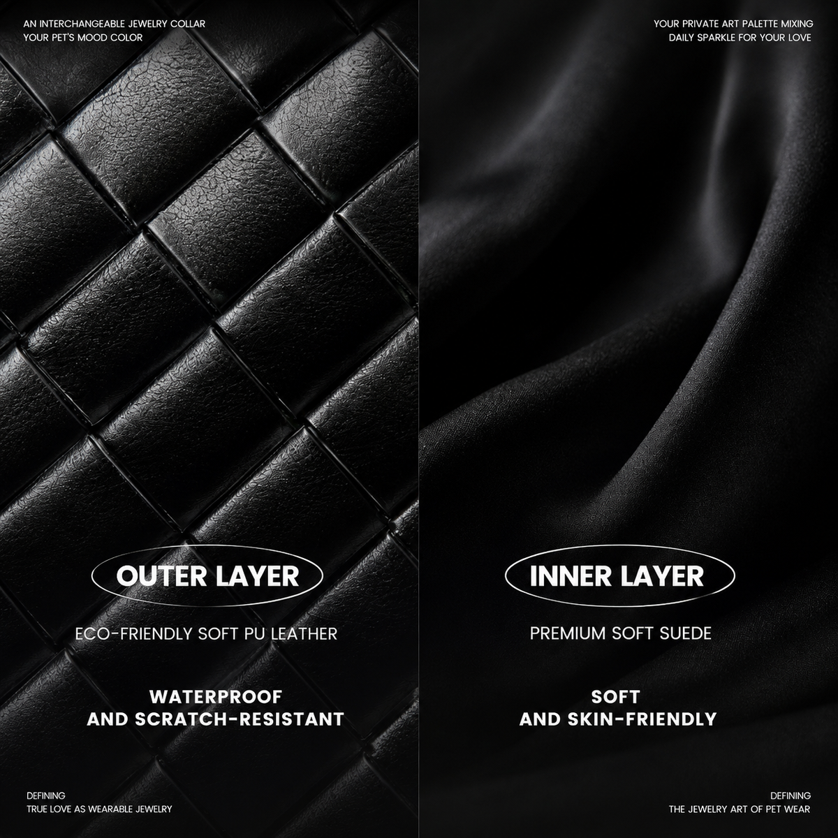 Onyx Weave Pendant Dog Harness Set - design detail