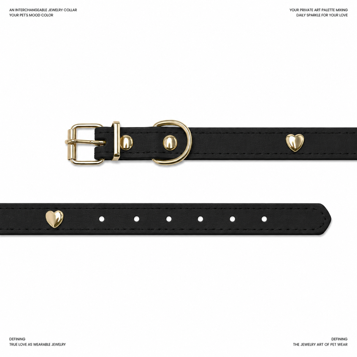 Onyx Black Pendant Dog Collar - additional view
