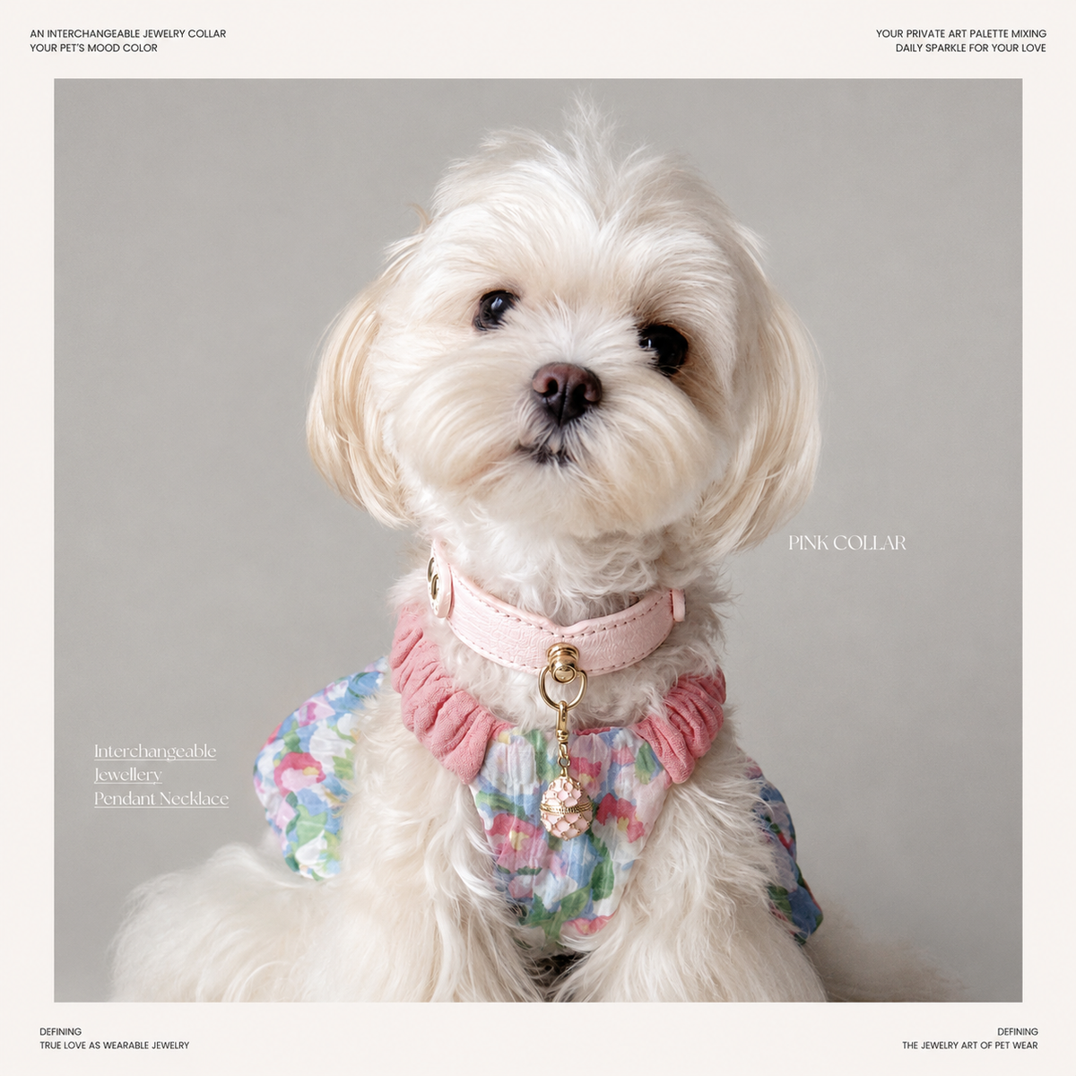 Blush Pink Pendant Dog Collar - additional detail