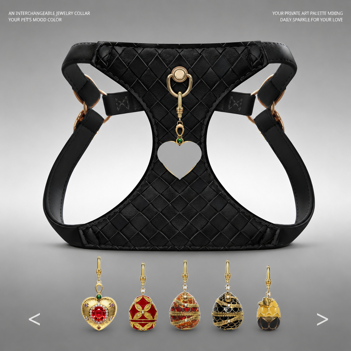 Onyx Weave Pendant Dog Harness Set - styling view