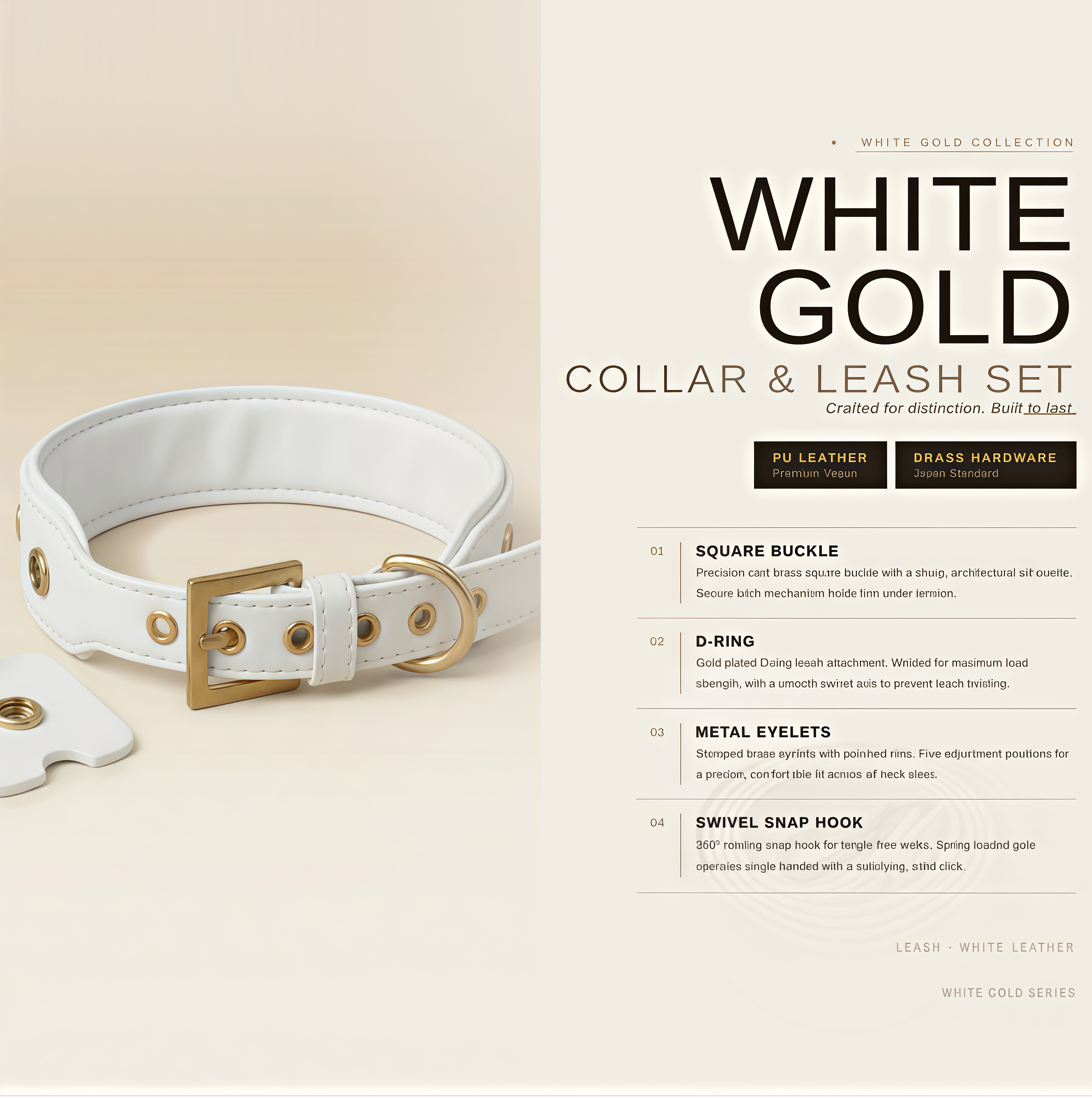 White & Gold Dog Collar