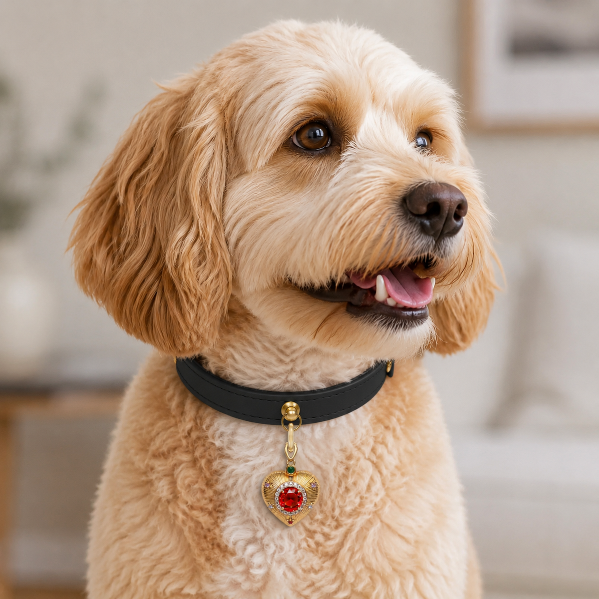 Onyx Black Pendant Dog Collar - lifestyle view