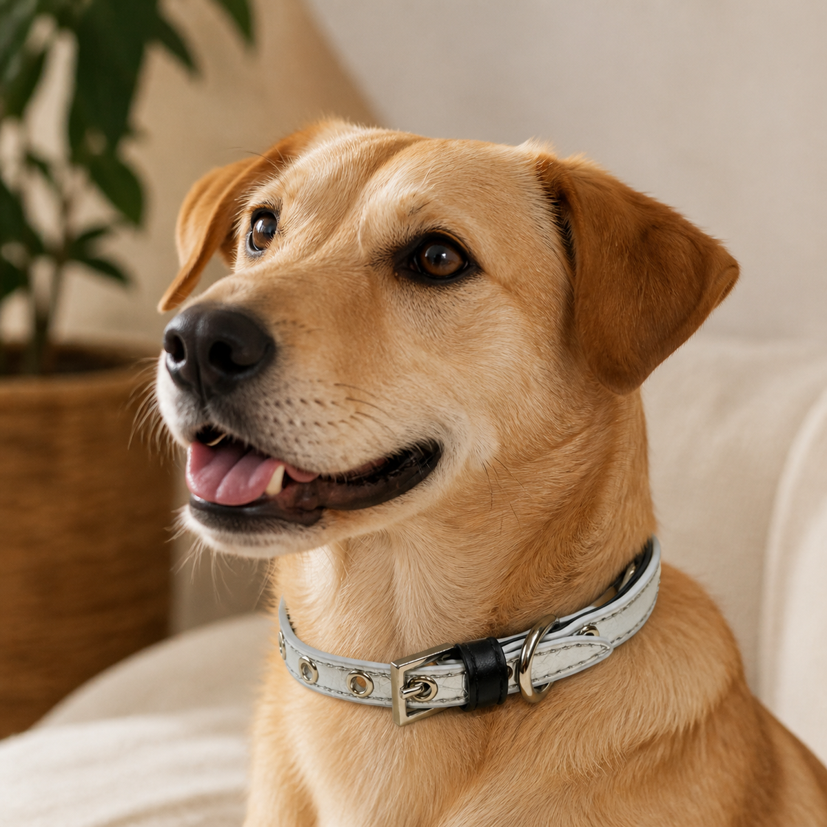 Silver & Black Dog Collar - styling view