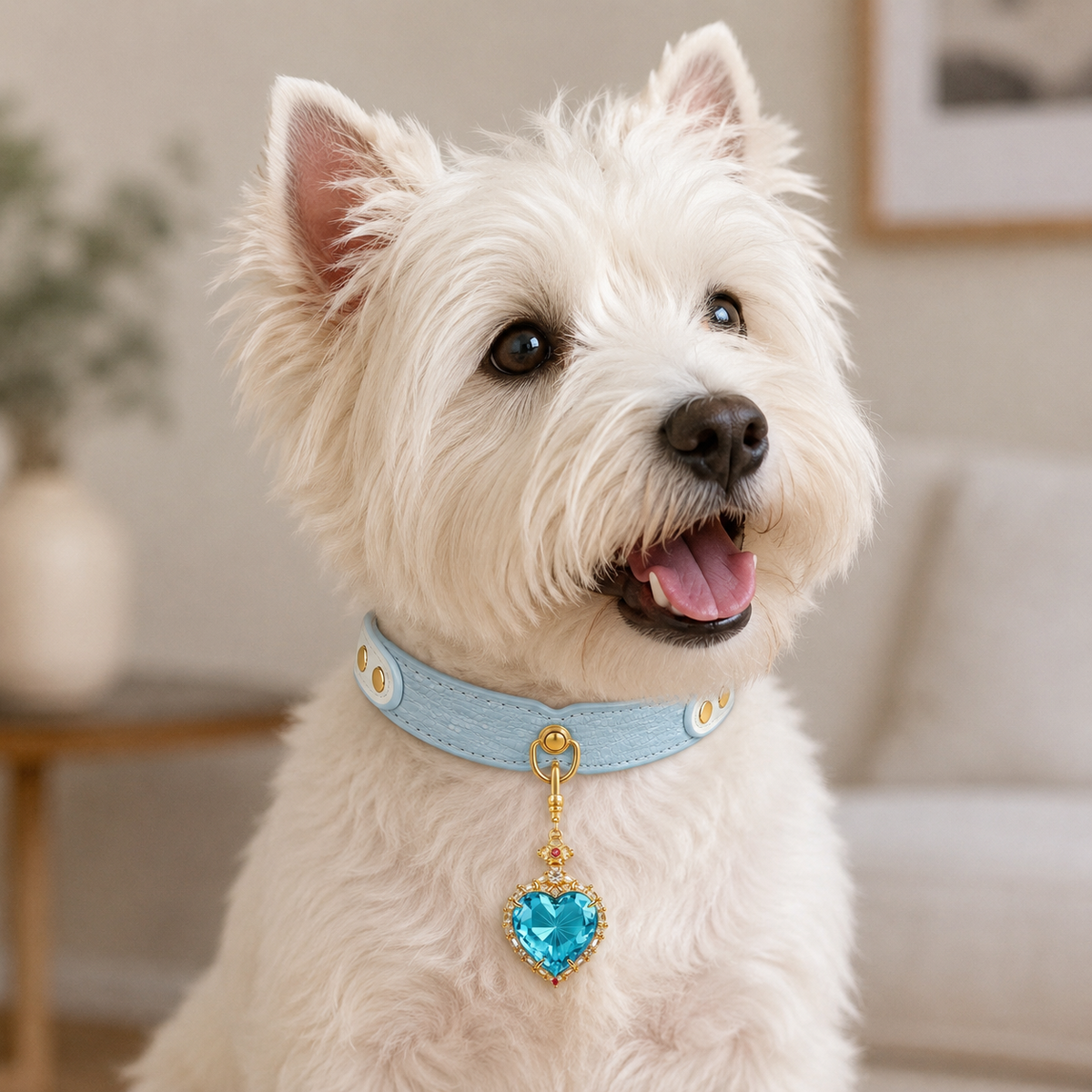 Ice Blue Pendant Dog Collar - product gallery view